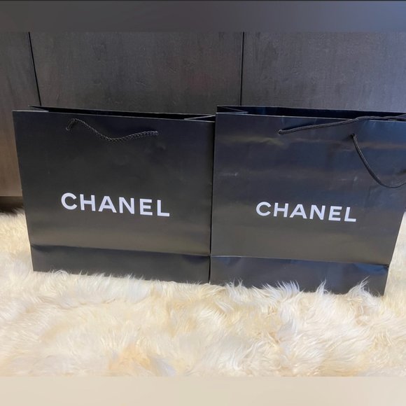 Set of 2 Chanel Vintage Shopping Bags Black authentic - Picture 7 of 8